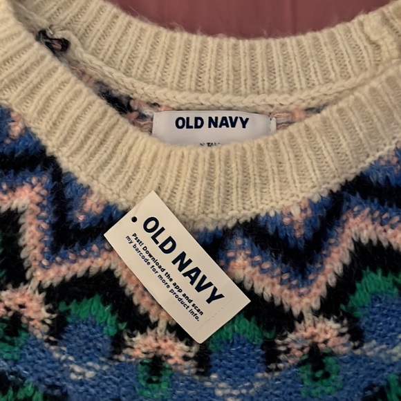New Old Navy Blue Fair Isle Chunky Knit Sweater - Picture 4 of 9
